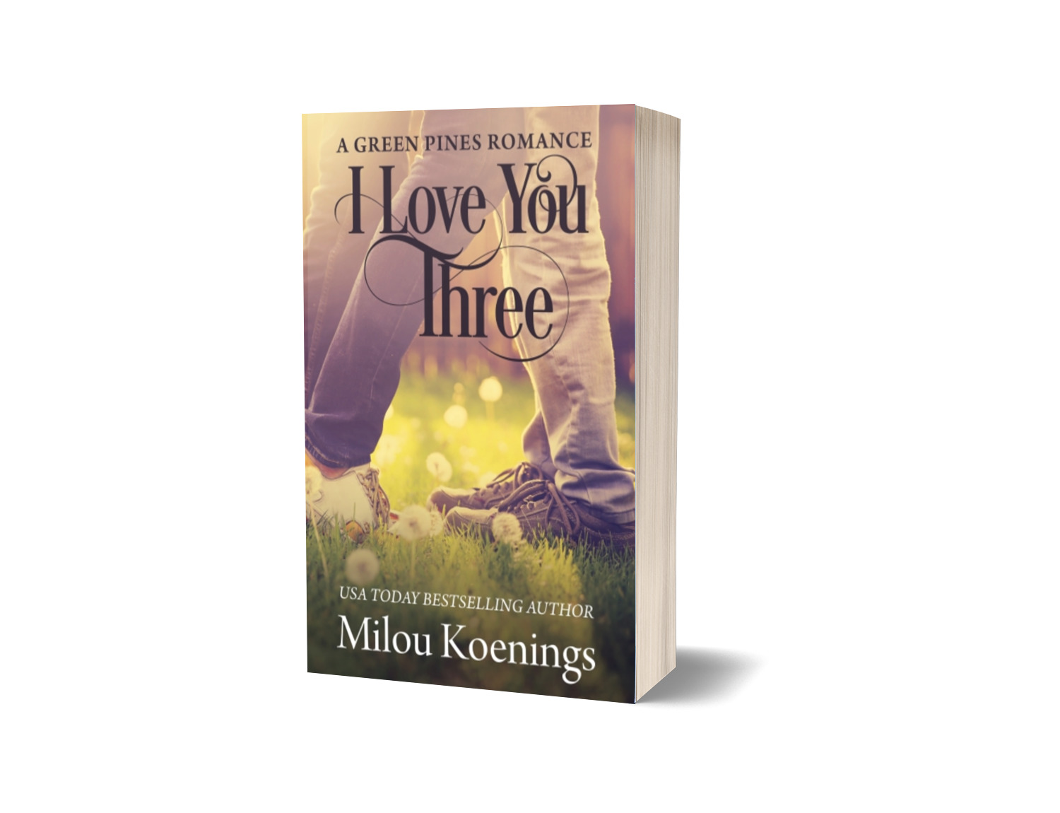 Cover of I Love You Three shows a man and a woman facing each other in a field.
